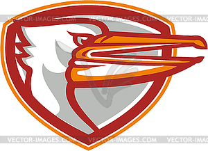 Angry Pelican Head Shield Retro - vector clipart