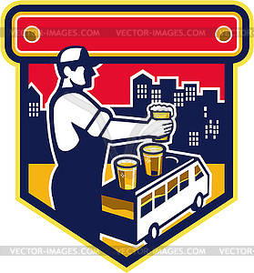 Bartender Beer City Van Crest Retro - vector clipart