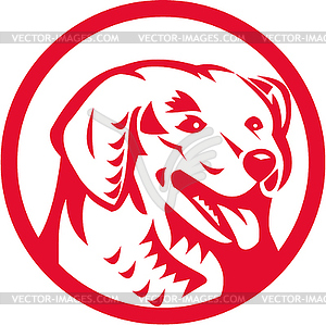 Kuvasz Dog Head Circle Retro - vector clipart