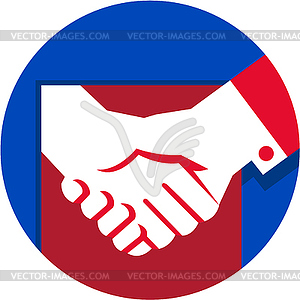 Business Deal Handshake Circle Retro - vector image