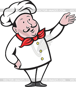 French Chef Welcome Greeting Cartoon - vector image