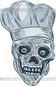 Skull Chef Cook Drawing - vector image