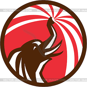 Elephant Bathing Water Circle Retro - vector image