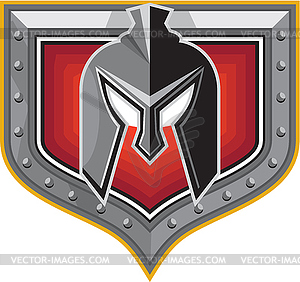 Spartan Helmet Shield Retro - vector EPS clipart