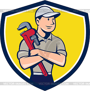 Plumber Arms Crossed Crest Cartoon - vector image