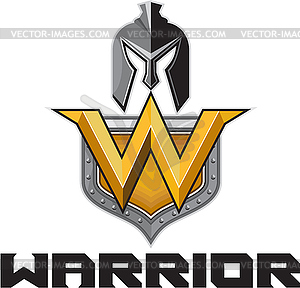 Spartan Warrior Helmet Shield W Retro - vector clipart