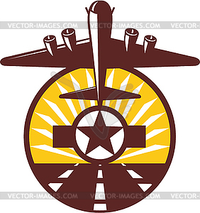 B-17 Heavy Bomber Star Runway Circle Retro - vector clipart / vector image