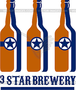 Beer Bottles Star Brewery Retro - vector clipart