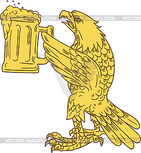 American Bald Eagle Beer Stein Drawing - vector clipart