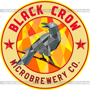 Crow Perched Microbrewery Circle Low Polygon - vector clipart