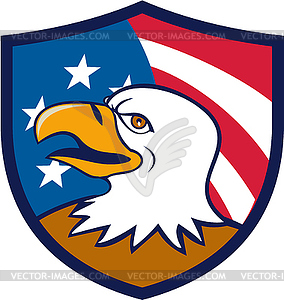 Bald Eagle Smiling USA Flag Crest Cartoon - vector clipart