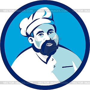 Baker Chef Cook Bearded Circle Retro - vector image