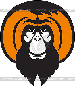 Orangutan Bearded Tussled Hair Retro - vector image