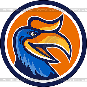 Hornbill Head Circle Retro - vector image