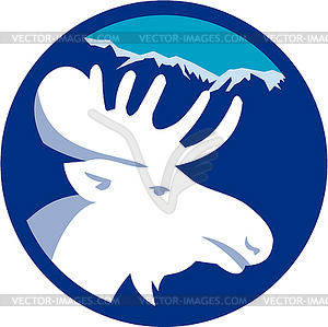 Moose Head Side View Circle Retro - vector clipart