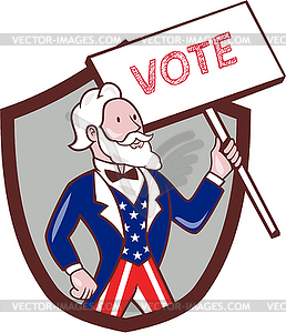 Uncle Sam American Placard Vote Crest Cartoon - vector image