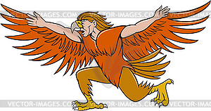 Lleu Llaw Gyffes Spread Eagle Cartoon - vector clipart / vector image