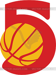 Basketball Ball Five Retro - vector clipart