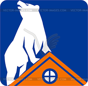 Bear On Roof Rectangle Retro - vector image