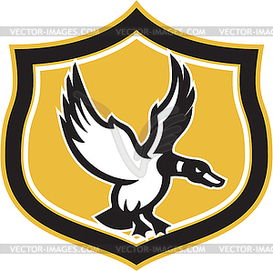 Mallard Duck Wings Landing Crest Retro - vector image