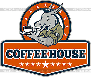 Army Sergeant Donkey Coffee House Cartoon - vector clipart