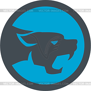 Black Panther Head Growling Circle Retro - vector clip art