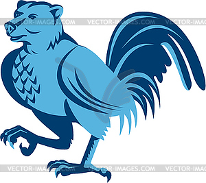 Half Bear Half Chicken Hybrid Marching Retro - vector clipart