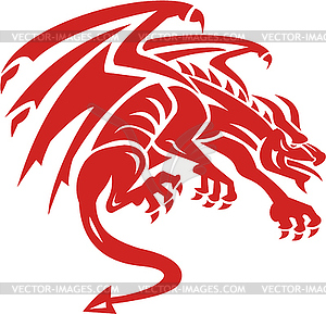 Dragon Gargoyle Crouching Silhouette Retro - vector clipart