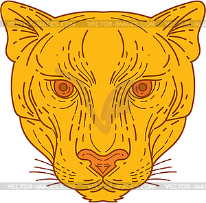 Cougar Mountain Lion Head Mono Line - vector clipart