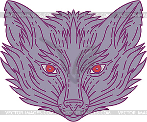 Fox Head Mono Line - vector image