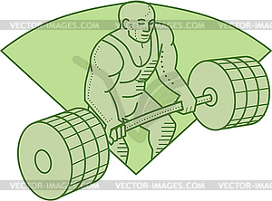 Weightlifter Lifting Barbell Mono Line - vector image