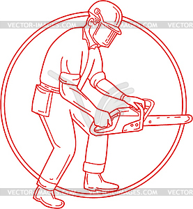 Дровосек лесоводу бензопилой Circle Mono Line - клипарт в векторе / векторное изображение