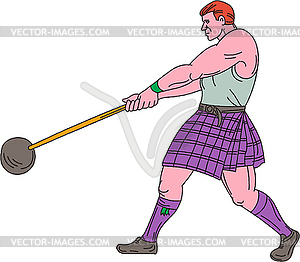 Weight Throw Highland Games Athlete Drawing - vector image