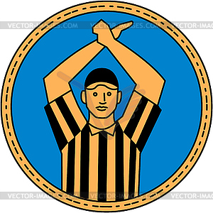 American Football Umpire Hand Signal Circle Mono - vector clipart