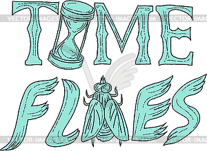 Time Flies Drawing - vector image