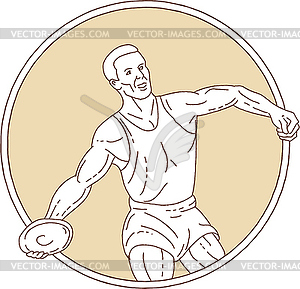 Track and Field Discus Thrower Circle Mono Line - vector clipart
