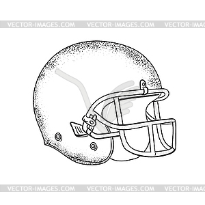 Американский футбол шлем черно-белый рисунок - изображение в векторном виде
