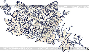 Cat Head Jasmine Flower Mandala - vector clipart