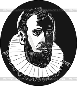 Henry Hudson Explorer Woodcut - vector image