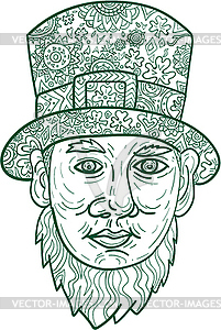 Leprechaun Head Front Mandala - vector clipart