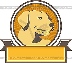 Yellow Labrador Golden Retriever Head Circle Retro - vector image