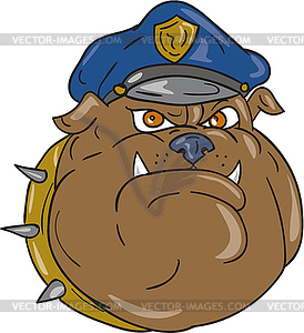 Bulldog Policeman Head Cartoon - royalty-free vector clipart