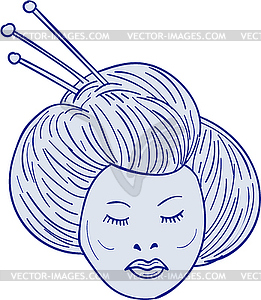 Geisha Girl Head Drawing - vector clip art
