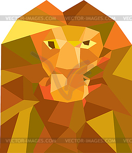 Lion Head Front Low Polygon - color vector clipart