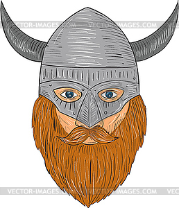 Viking Warrior Head Drawing - клипарт в векторе / векторное изображение