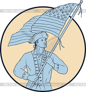 American Patriot Waving USA Flag Circle Drawing - vector clipart