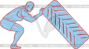 Фитнес-спортсмен отодвигая тренировки шин Drawing - векторный клипарт EPS