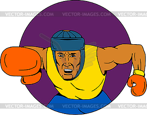 Amateur Boxer Punching Circle Drawing - vector EPS clipart