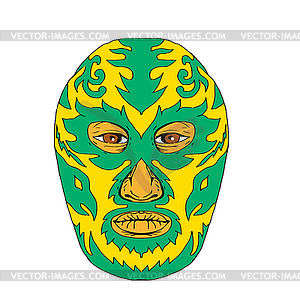 Luchador Mask Flame Fire Bolt Drawing - vector image