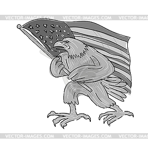 American Eagle Waving USA Flag Cartoon - vector EPS clipart